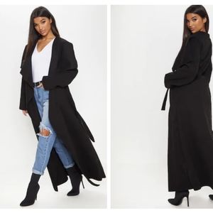 Brand new black faux suede trench coat